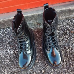 Women's Black Ankle Boots Size 7 Vegan Y2K Moto